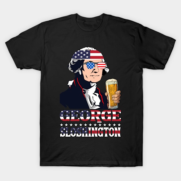 George Sloshington Shirt American USA Flag Distressed T-Shirt by BeHappy12